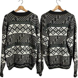 Vintage Geometric Eclectic Grandpa Sweater Pullover Men's Large 90s Retro Comfy